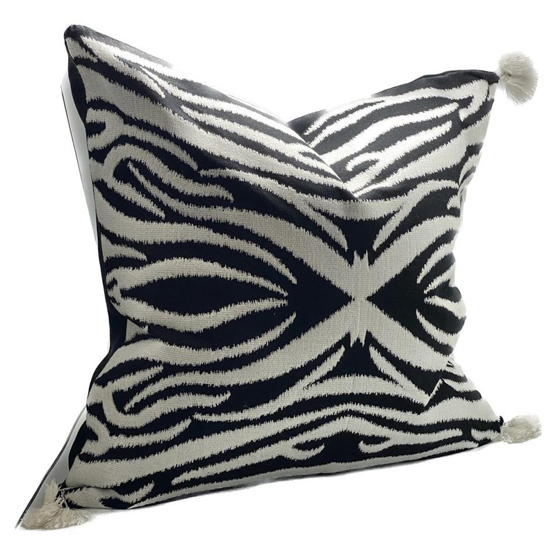 Cushion Cover - Hand Embroidered - Black/White IH6009