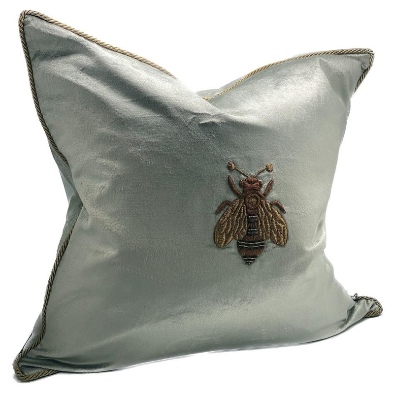 Cushion Cover - Hand Embroidered - Platinum/Gold IH6005
