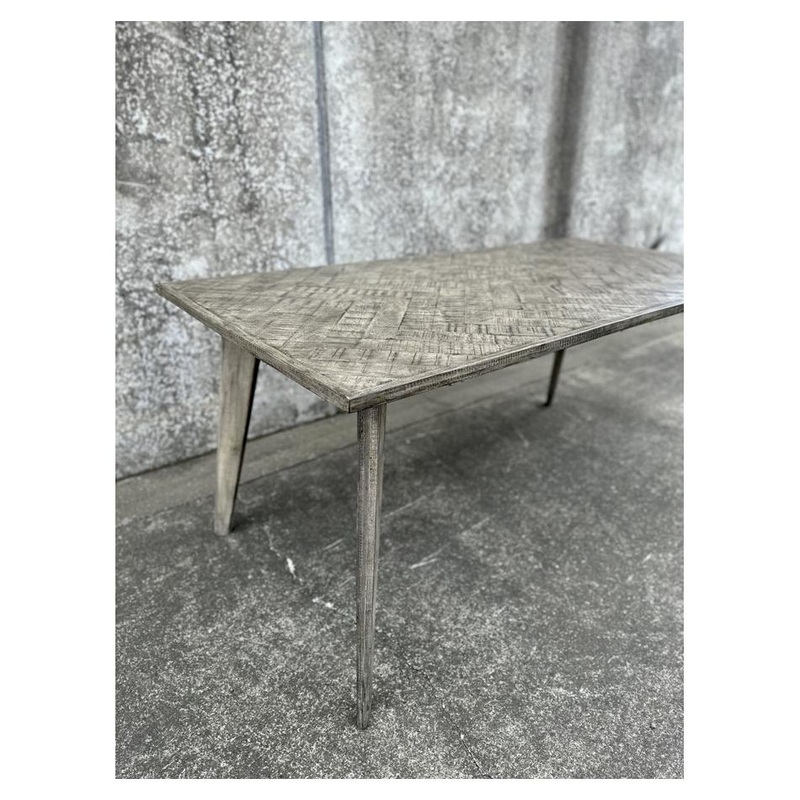 Nordic Herringbone Dining Table With Four Leg Base - Grey AK7006