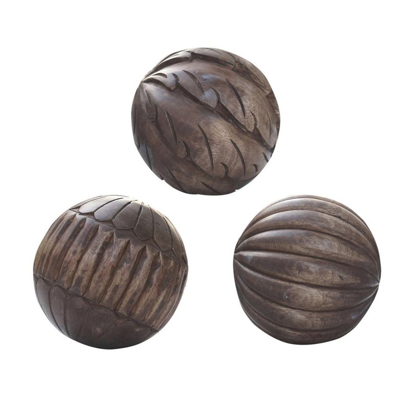 Rembrandt Carved Mango Wood Spheres S/3 SE2431
