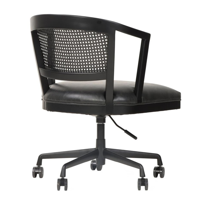 Rembrandt Heritage Adjustable Office Chair - Black Oak/Pu Ebony Seat/Rattan Back JP1056