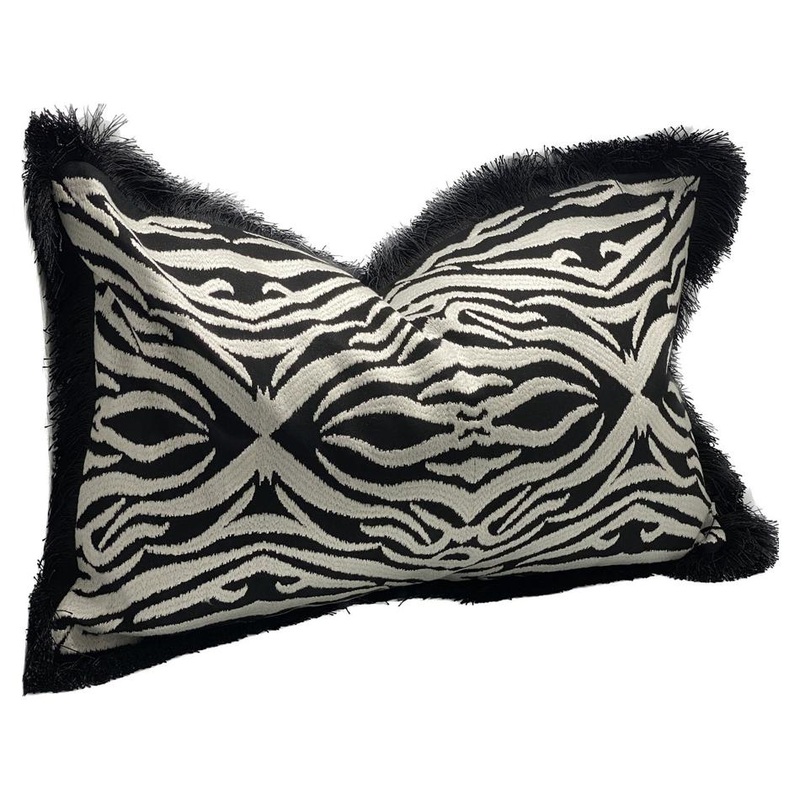 Cushion Cover - Hand Embroidered - Black/White IH6010