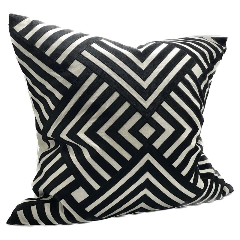 Cushion Cover - Hand Embroidered - Black,White IH6023