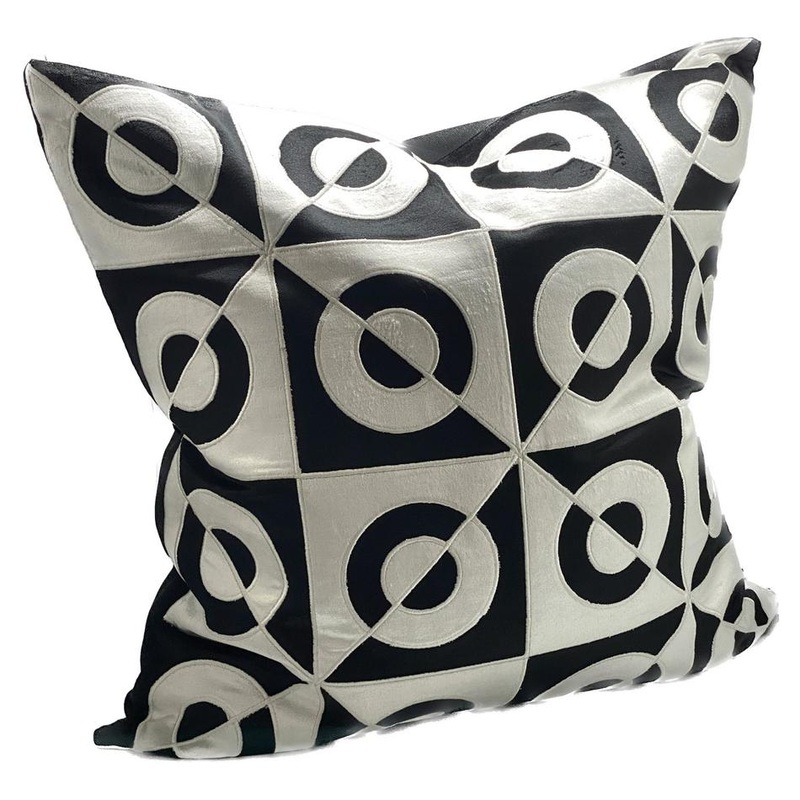 Cushion Cover - Hand Embroidered - Black/White IH6025