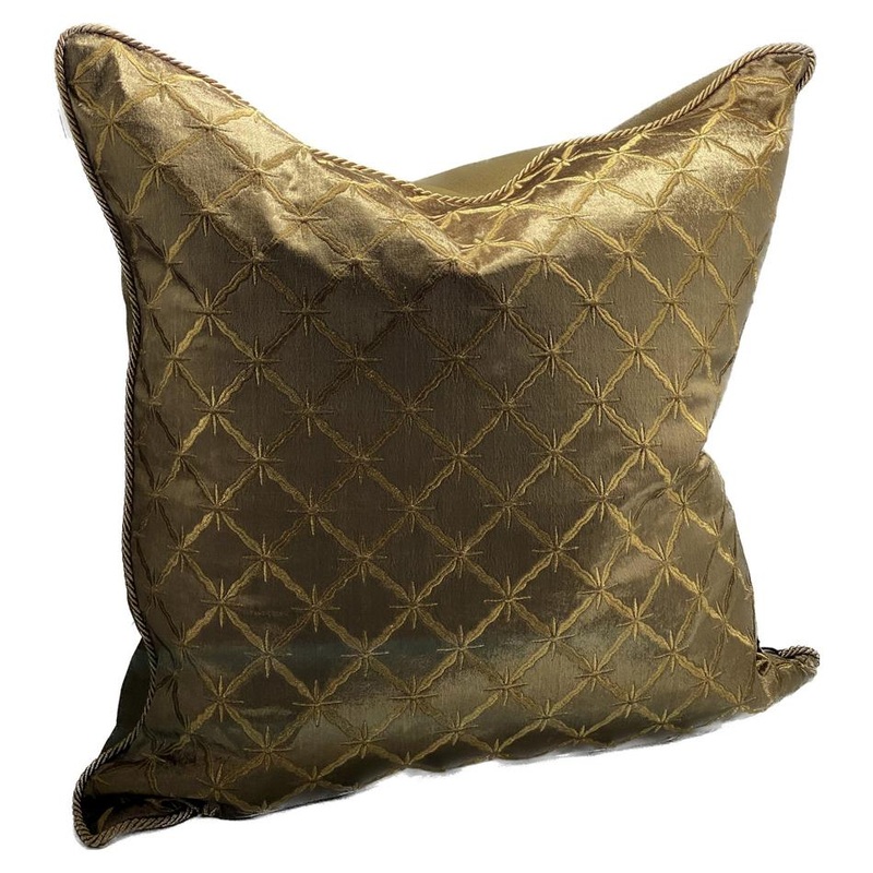 Cushion Cover - Hand Embroidered - Gold/Brown IH6001