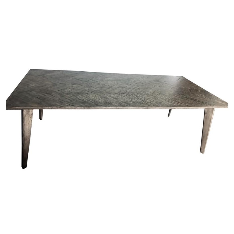 Nordic Herringbone Dining Table With Four Leg Base - Grey AK7005