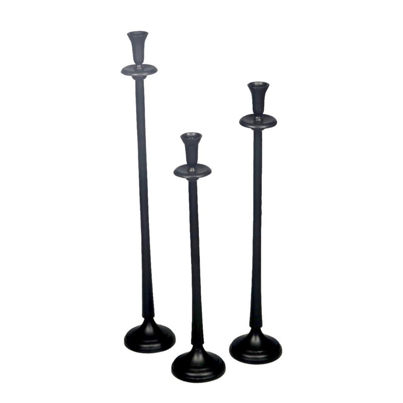 Rembrandt Alu Round Candle Holder (M) - Black AM9036