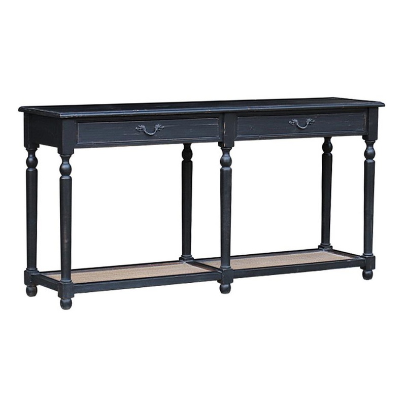 Rembrandt Black & Rattan Double Console CF8227