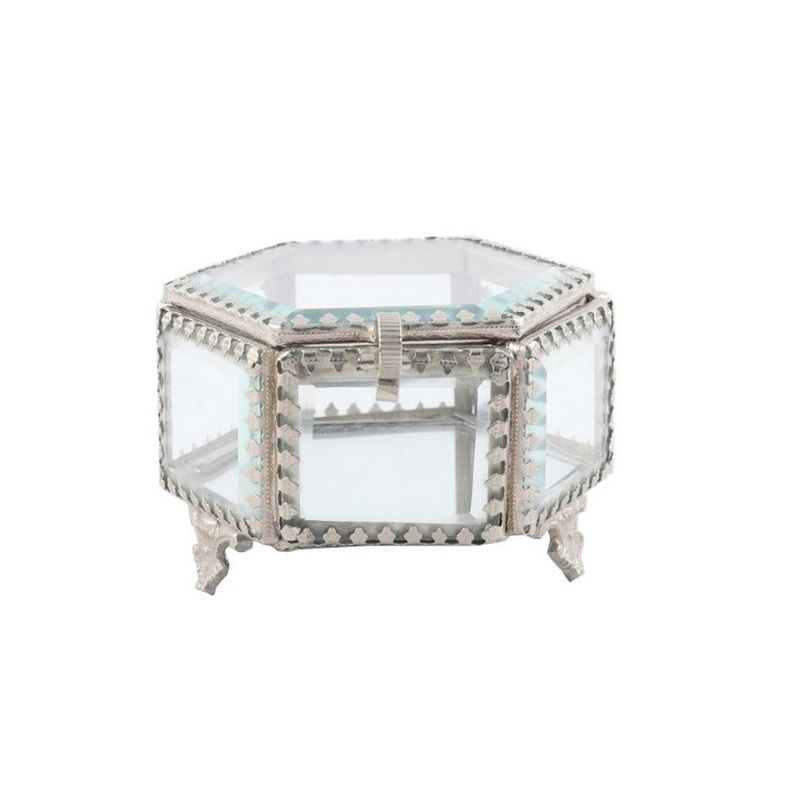 Rembrandt Brass & Glass Hexagon Jewellery Box TK1253