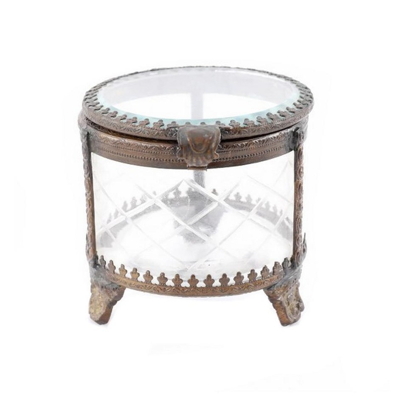 Rembrandt Brass & Glass Round Jewellery Box TK1250