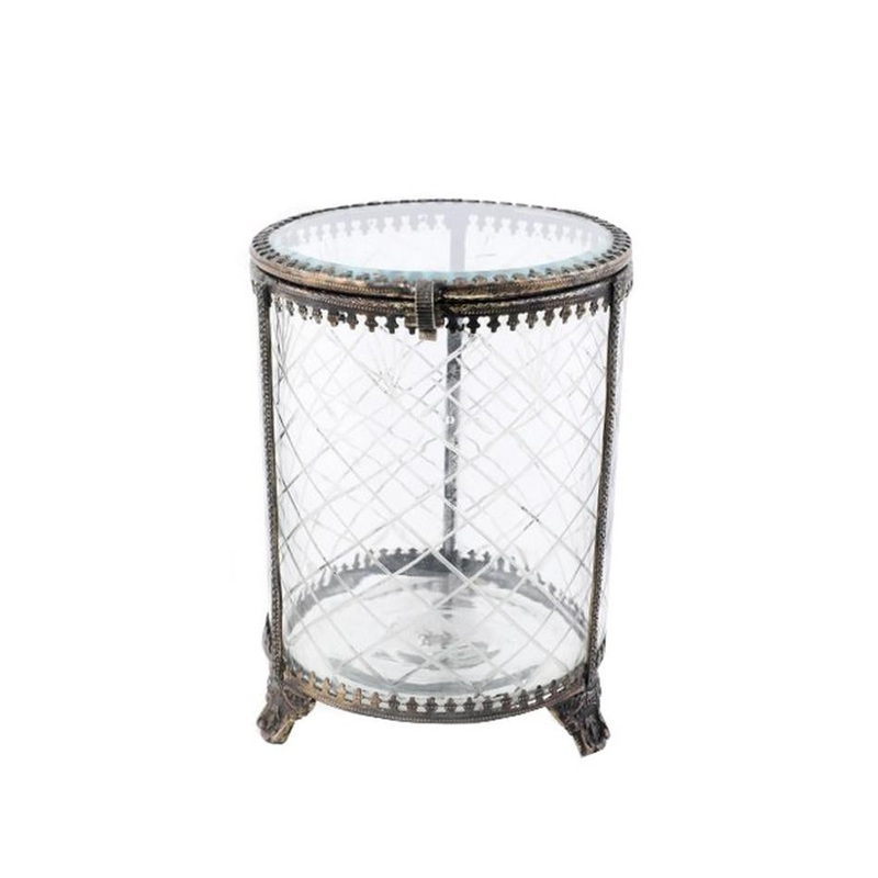 Rembrandt Brass & Glass Round Jewellery Box TK1251