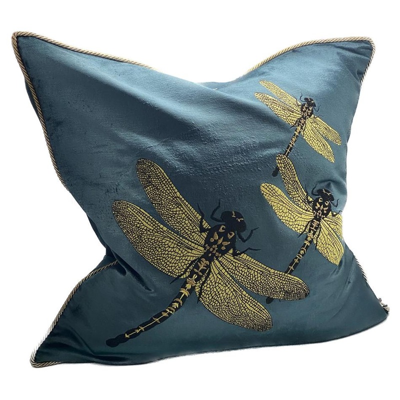 Rembrandt Cushion Cover - Hand Embroidered - Blue/Gold IH6022