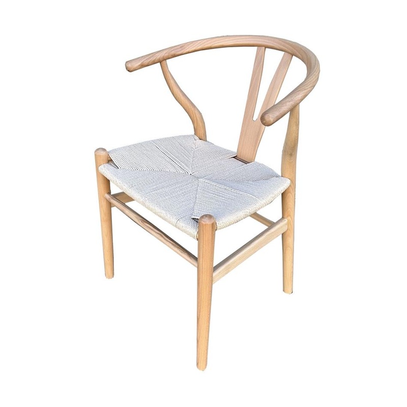 Rembrandt Natural Wood and Rattan Wishbone Chair