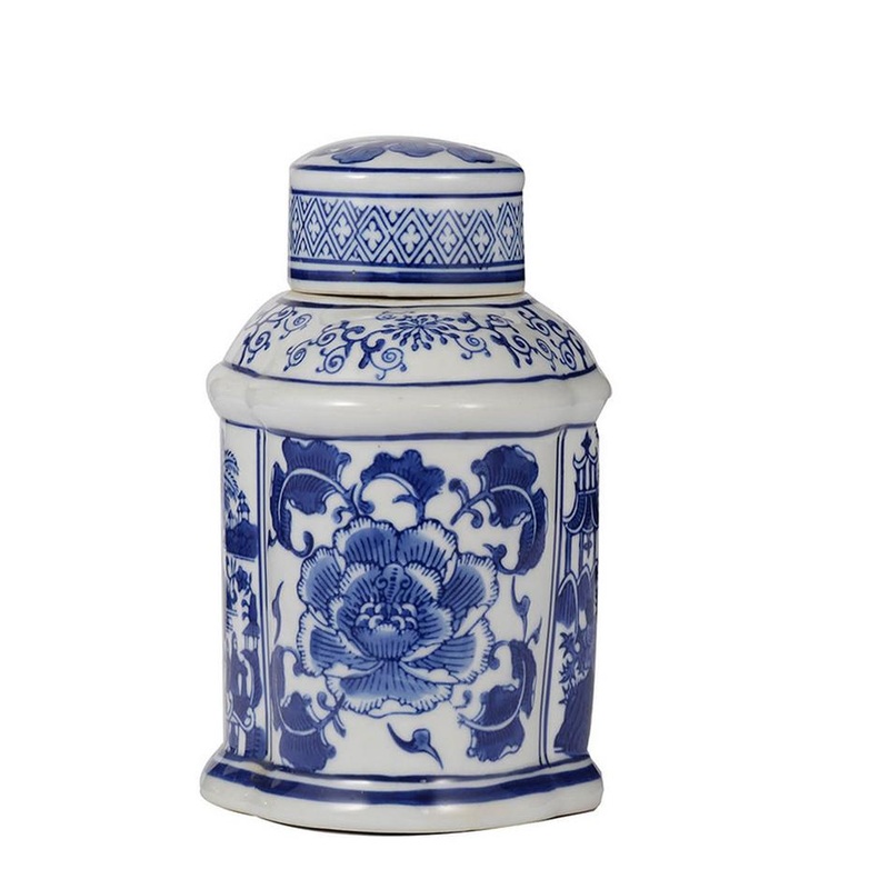 Rembrandt Ren Lidded Jar - Blue And White SE2063