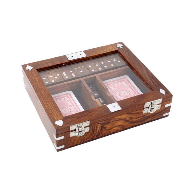 Rembrandt Wood/Aluminium Game Set - Cards, Dice, Dominoes TK1254