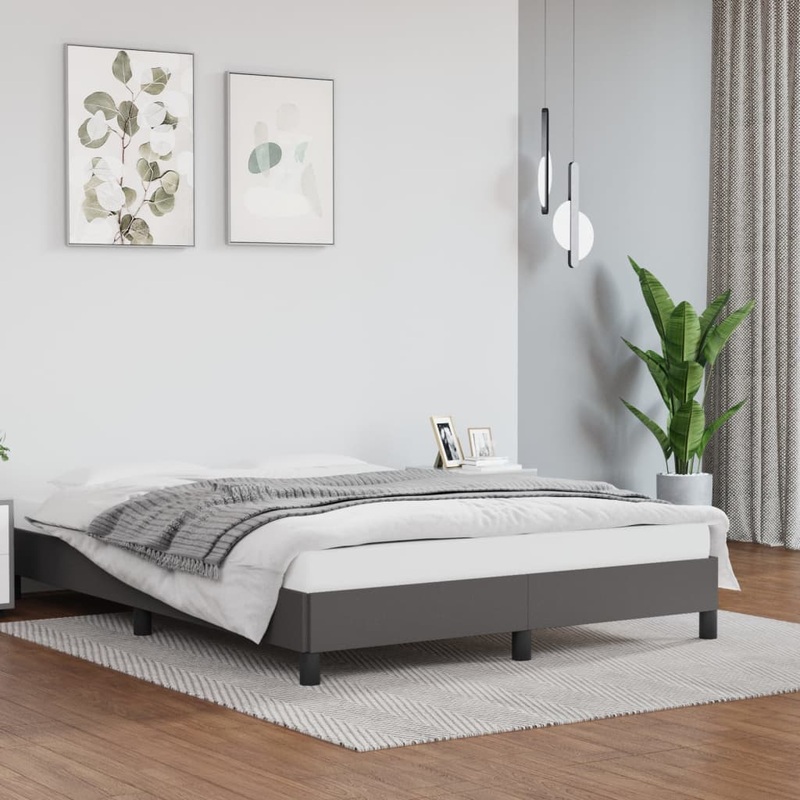Cadre de lit sans matelas gris 140x200 cm similicuir
