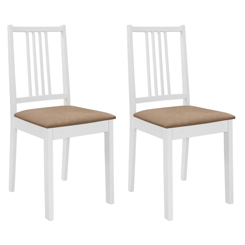 Chaises  manger avec coussins lot de 2 blanc bois solide