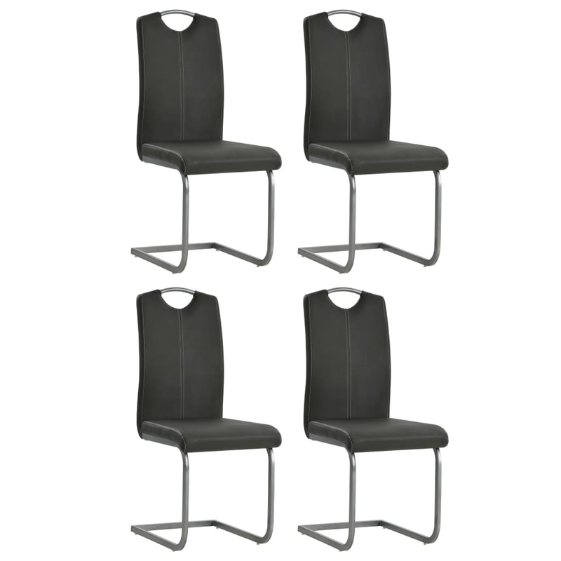 Chaises  manger cantilever lot de 4 gris similicuir