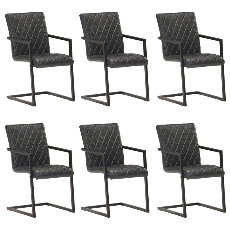 Chaises  manger cantilever lot de 6 noir cuir vritable