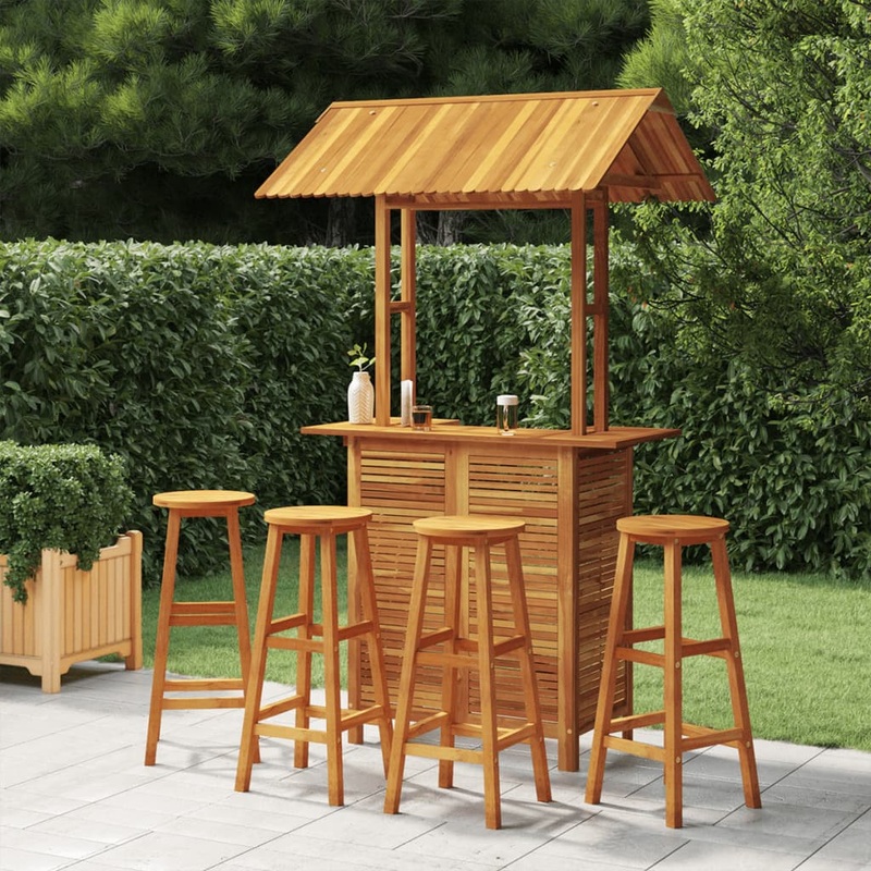 Ensemble de bar de jardin 5 pcs bois d'acacia solide