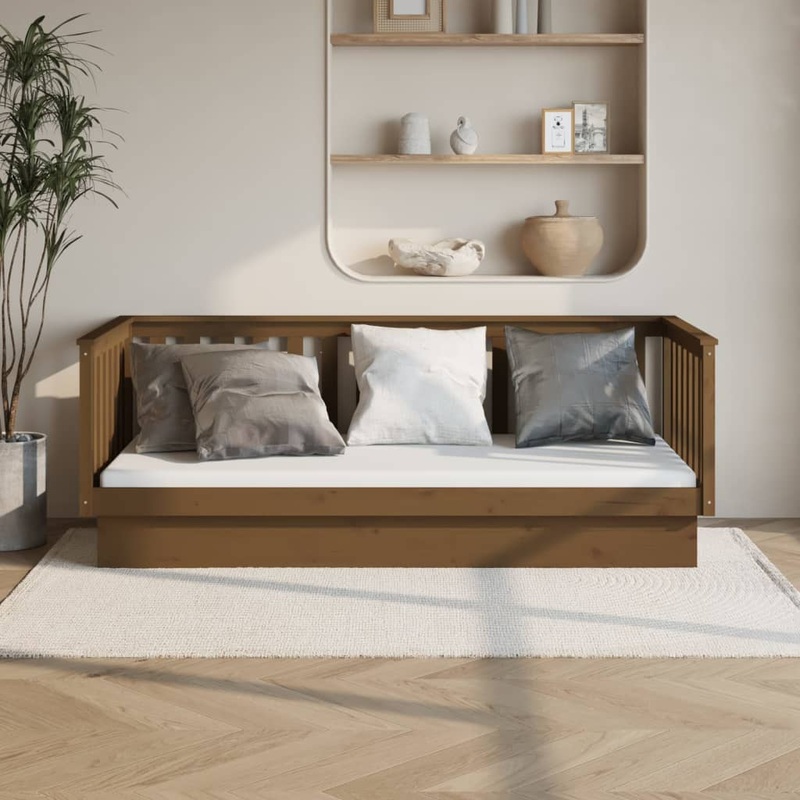 Lit de jour sans matelas marron miel 90x200 cm bois pin massif