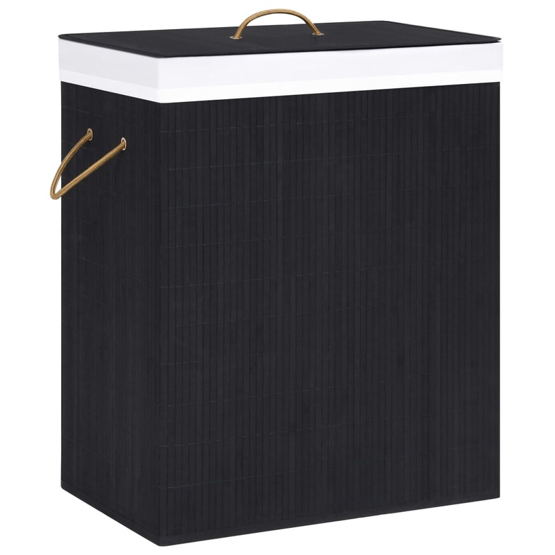Panier  linge avec une seule section bambou noir 83 L