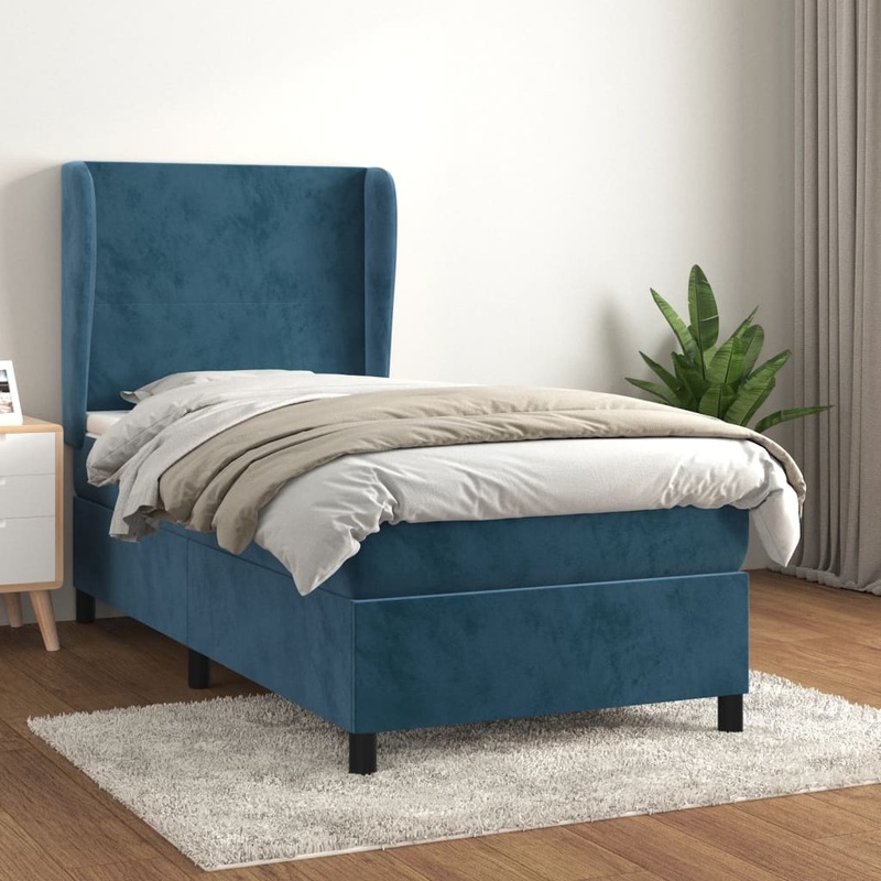 Sommier  lattes de lit avec matelas Bleu fonc 90x190 cm