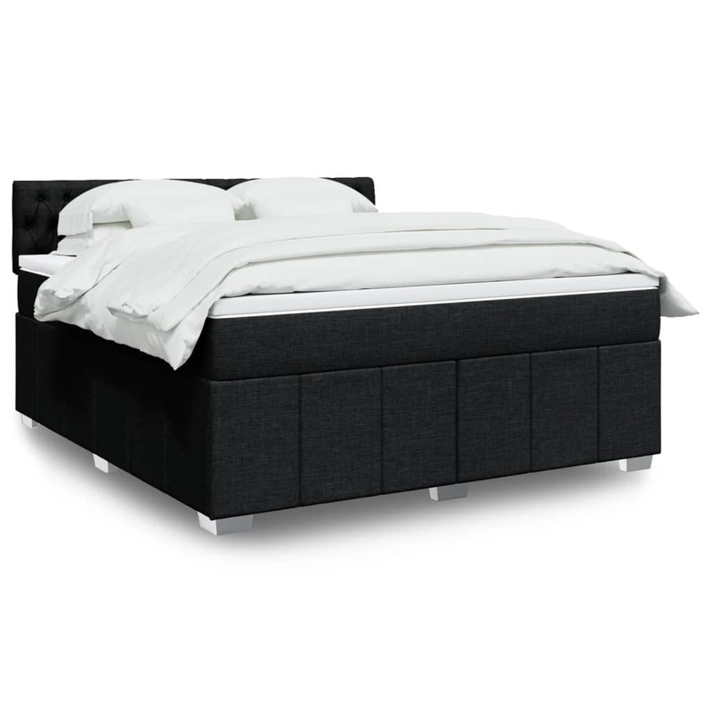 Sommier  lattes de lit avec matelas Noir 180x200 cm Tissu