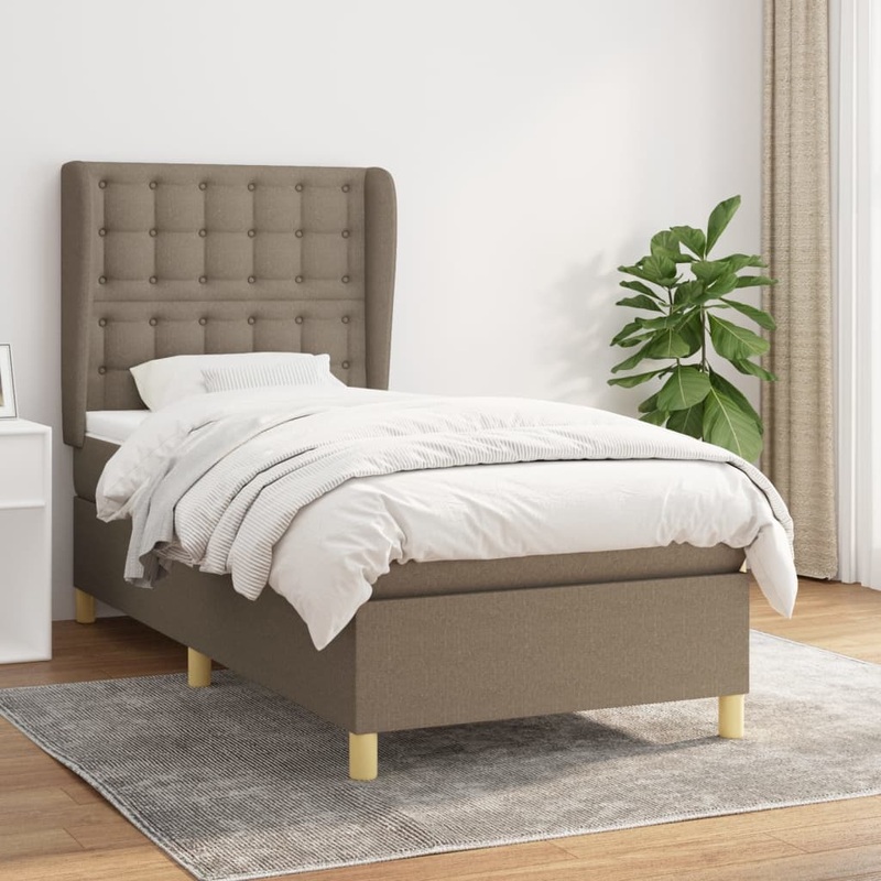 Sommier  lattes de lit avec matelas Taupe 90x200 cm Tissu