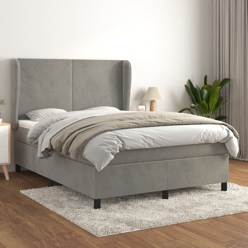 Sommier  lattes de lit et matelas Gris clair 140x200cm Velours