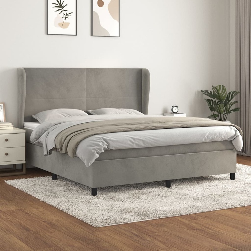 Sommier  lattes de lit et matelas Gris clair 160x200cm Velours