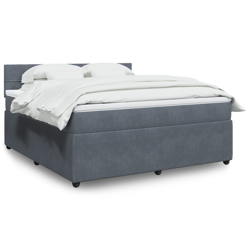 Sommier  lattes de lit et matelas Gris fonc 180x200cm Velours