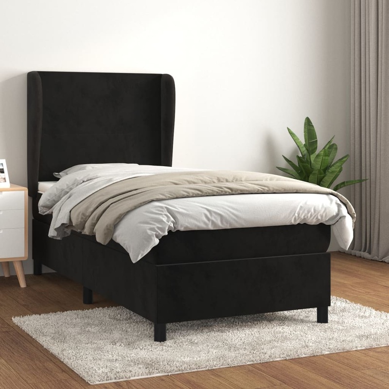 Sommier  lattes de lit et matelas Noir 80x200 cm Velours