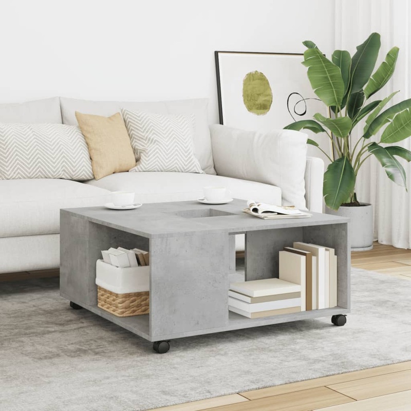 Table basse gris bton 80x80x40 cm bois d'ingnierie
